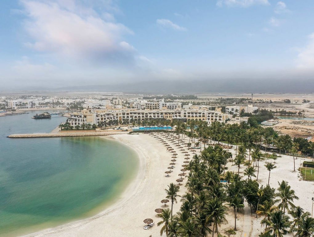 Hawana Salalah beachfront and resort hotels from above
