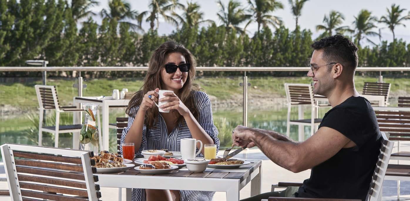 Breakfast on a resort café terrace