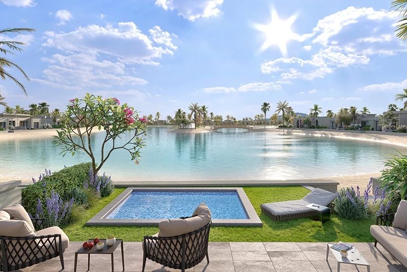 Azure lagoon with a private pool and lounge terrace